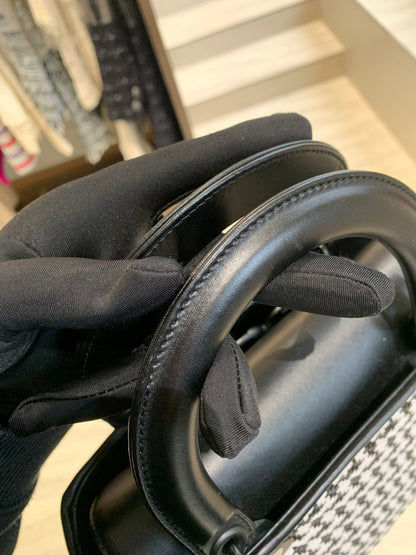 Pre-owned Certified Dior Limited Edition Medium Lady Dior Lambskin Woven Houndstooth with So Black Hardware, 2019, Full Set