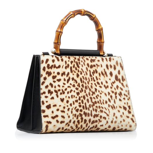 GUCCI Small Bamboo Nymphaea Pony Hair Satchel