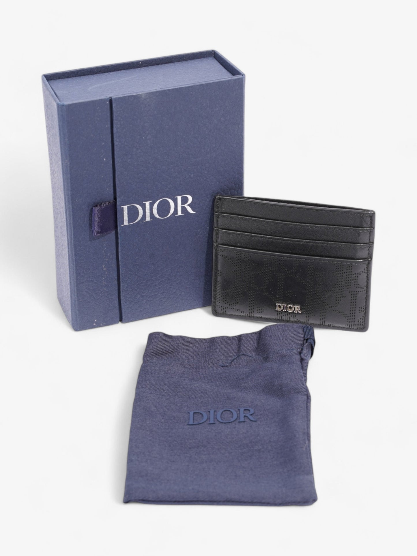 Christian Dior Oblique Galaxy Card Holder Black Leather