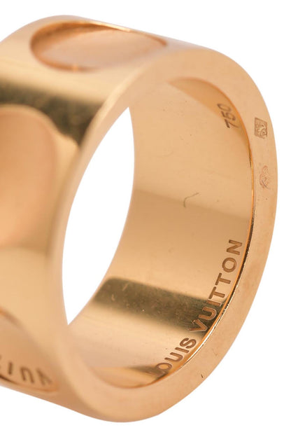 LOUIS VUITTON Empreinte 18K Yellow Gold Wide Band Ring