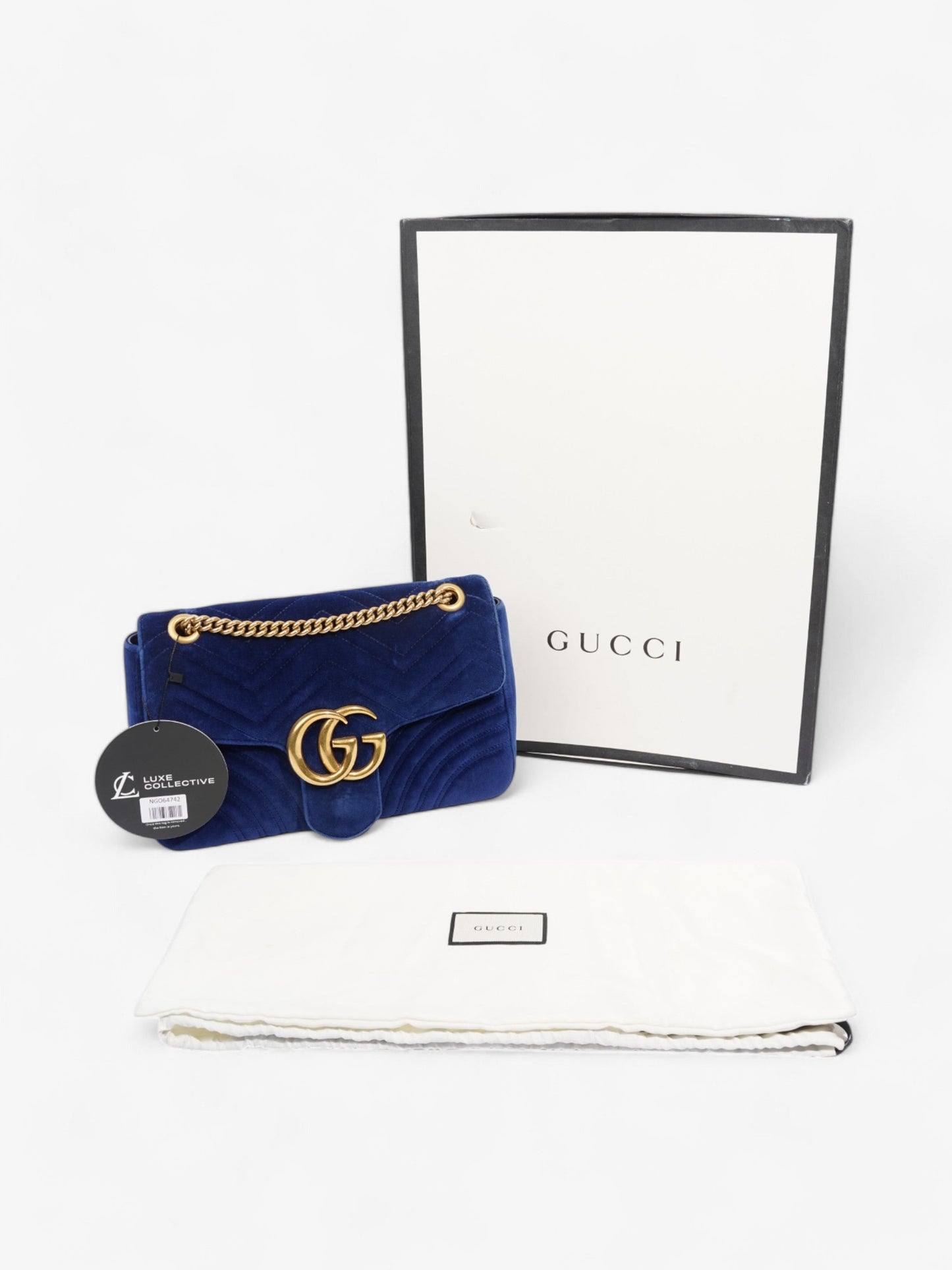 Gucci GG Marmont Royal Blue Velvet Large