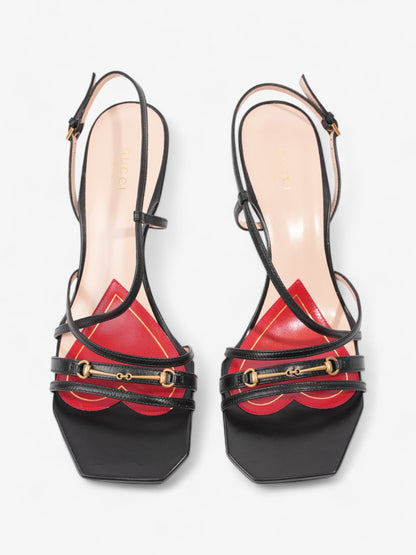 Gucci Victoria Strappy Horsebit Sandals  80 Black / Nude / Red Leather EU 40 UK 7