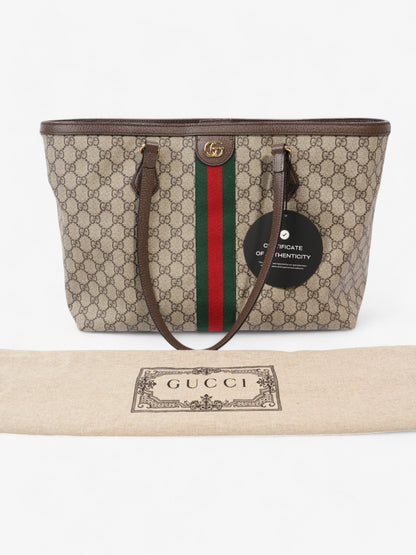 Gucci Ophelia Tote GG Supreme / Brown / Green Coated Canvas Medium