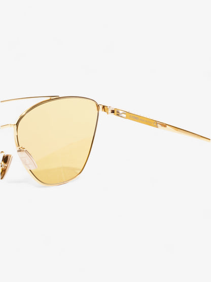 Fendi Embellished Aviator Sunglasses Gold Base Metal 145mm
