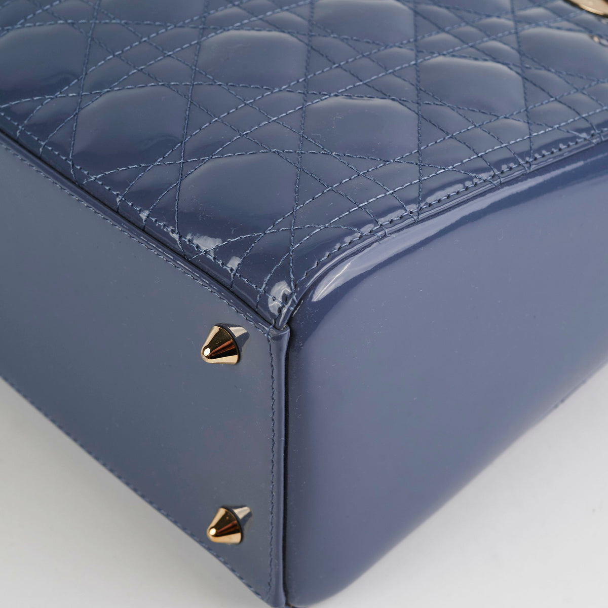 Lady Dior Medium Patent Blue/Grey