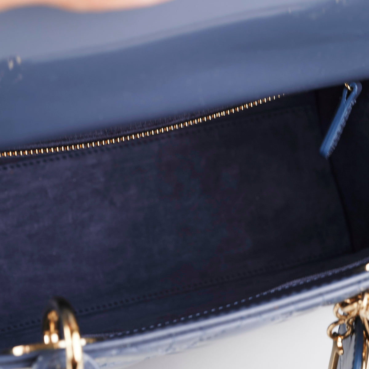 Lady Dior Medium Patent Blue/Grey