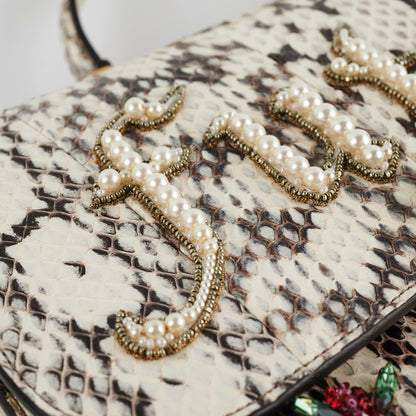 Gucci Snakeskin Embroidered Medium Osiride Top Handle White