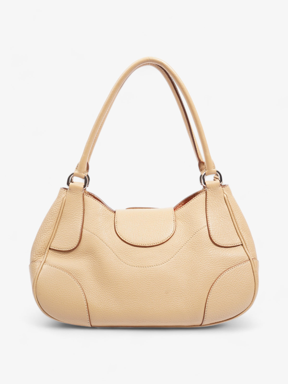 Prada Buckle Flap Beige Leather