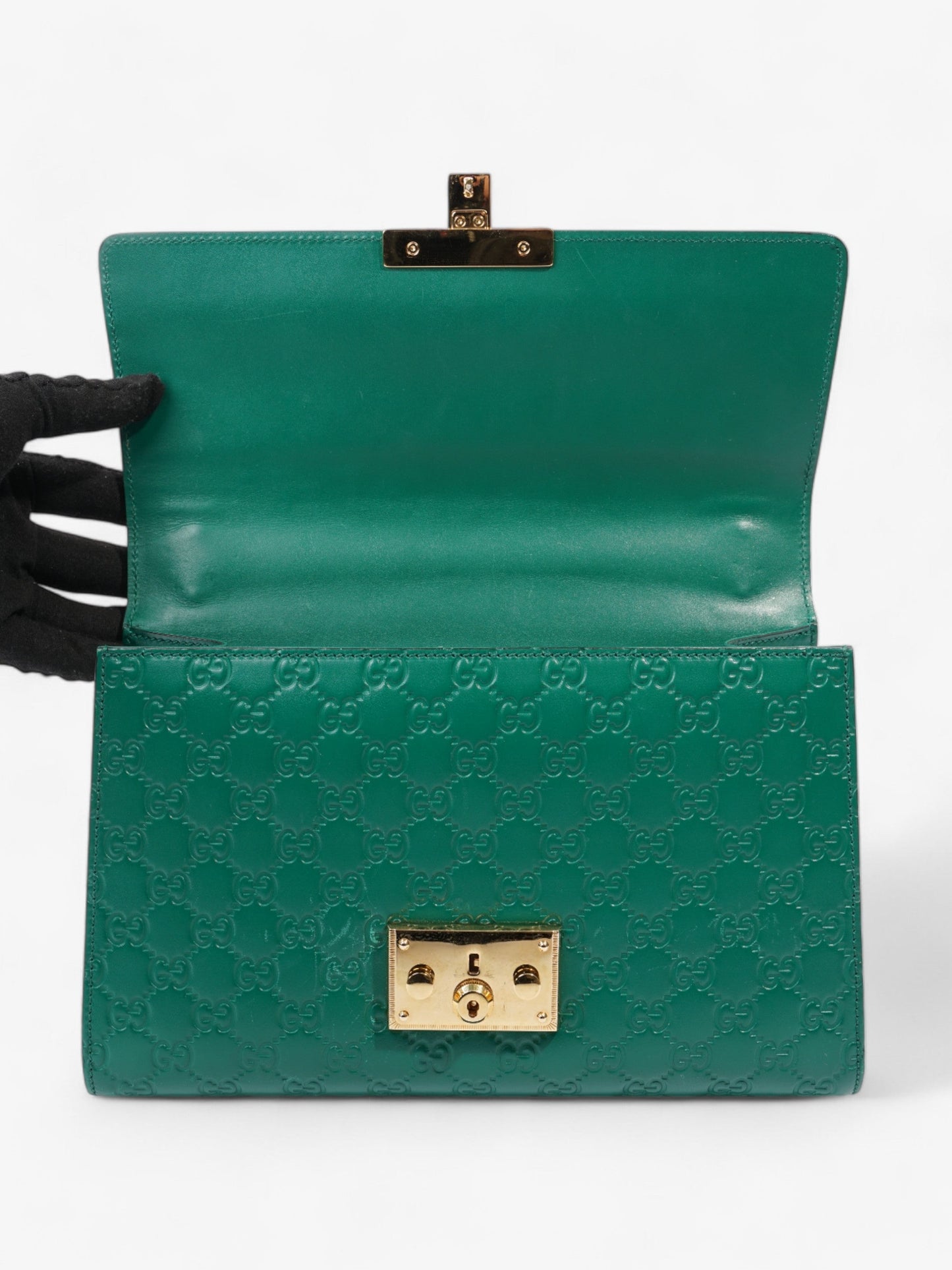 Gucci Padlock Emerald Calfskin Leather Medium