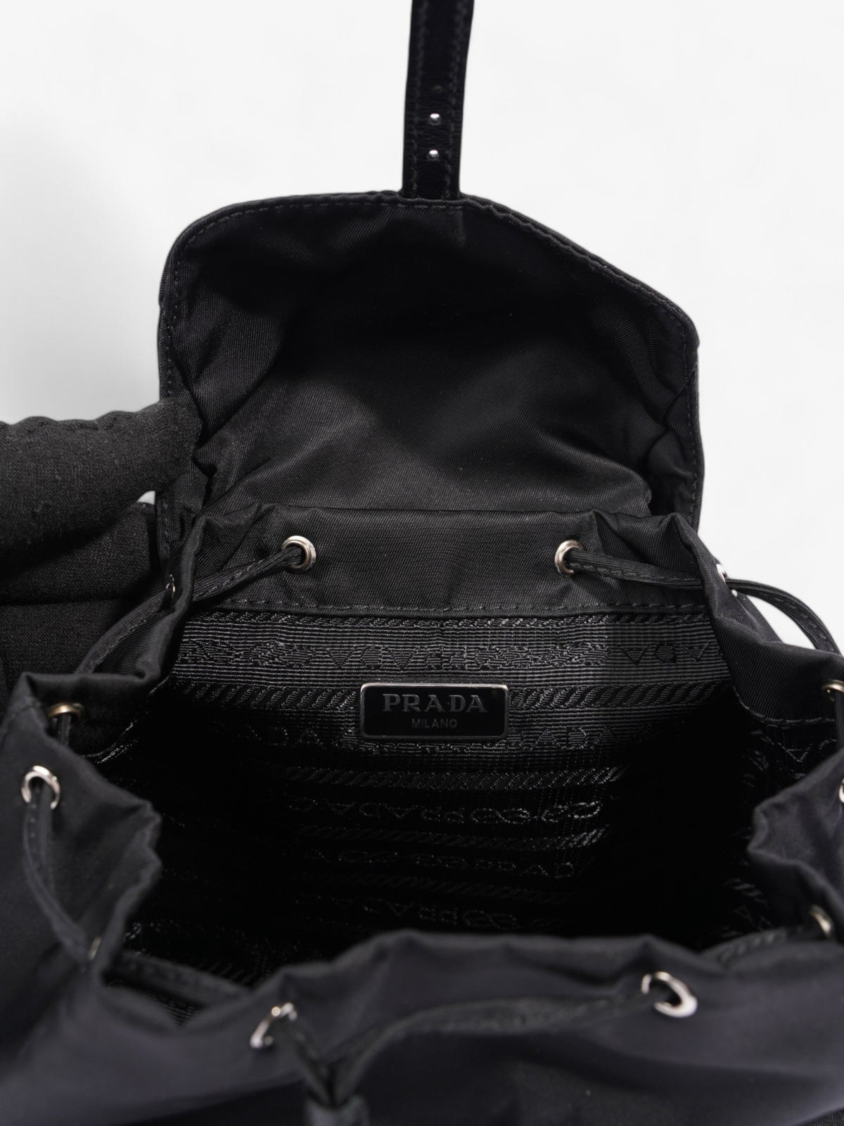 Prada Vela Backpack Black Nylon Mini