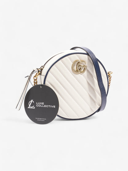 Gucci GG Marmont Round White / Navy Blue Matelasse Leather