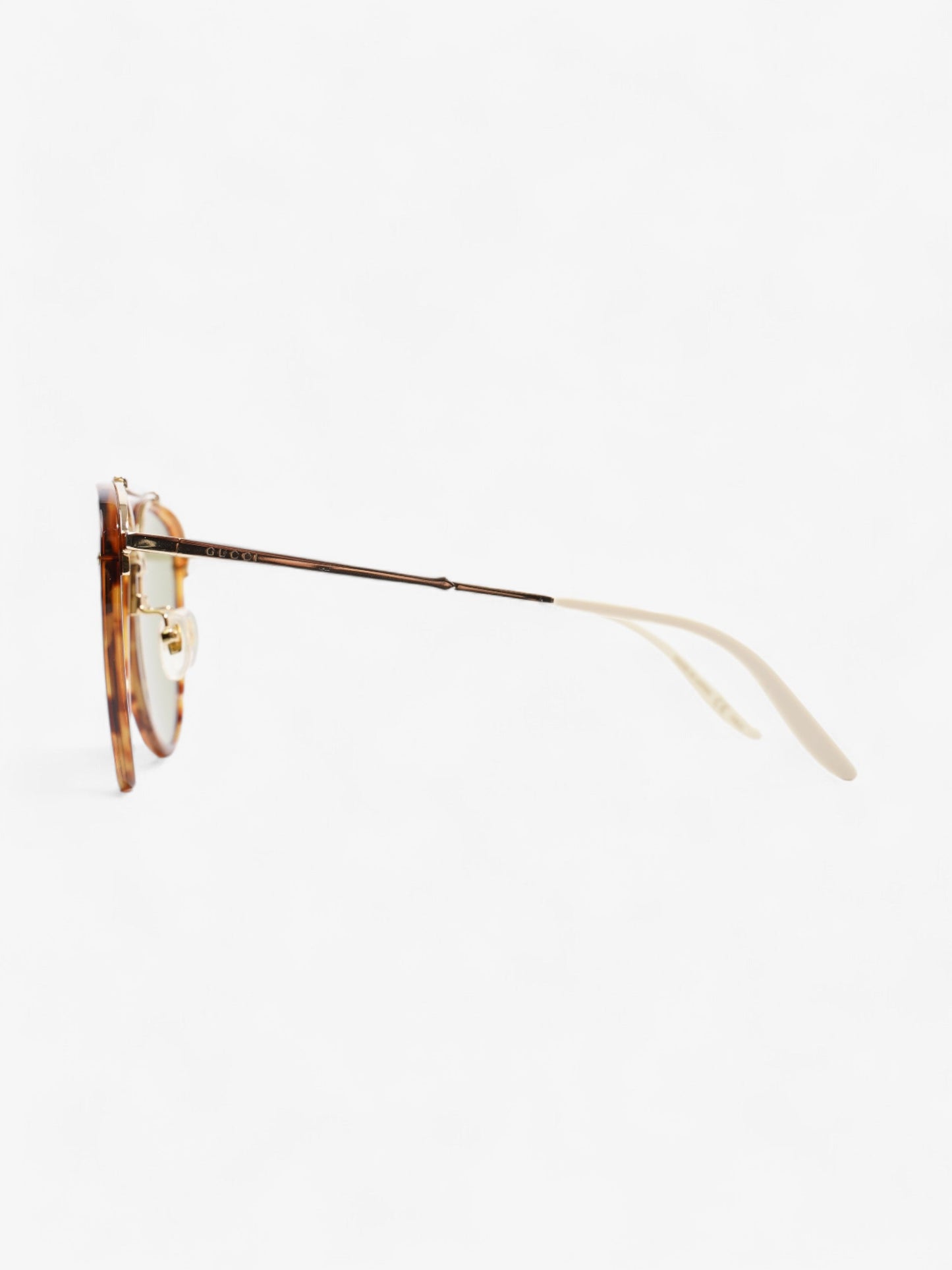 Gucci Aviator Tinted Sunglasses Tortoise / Green Acetate 145mm