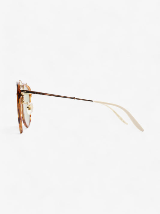 Gucci Aviator Tinted Sunglasses Tortoise  / Green Acetate 145mm