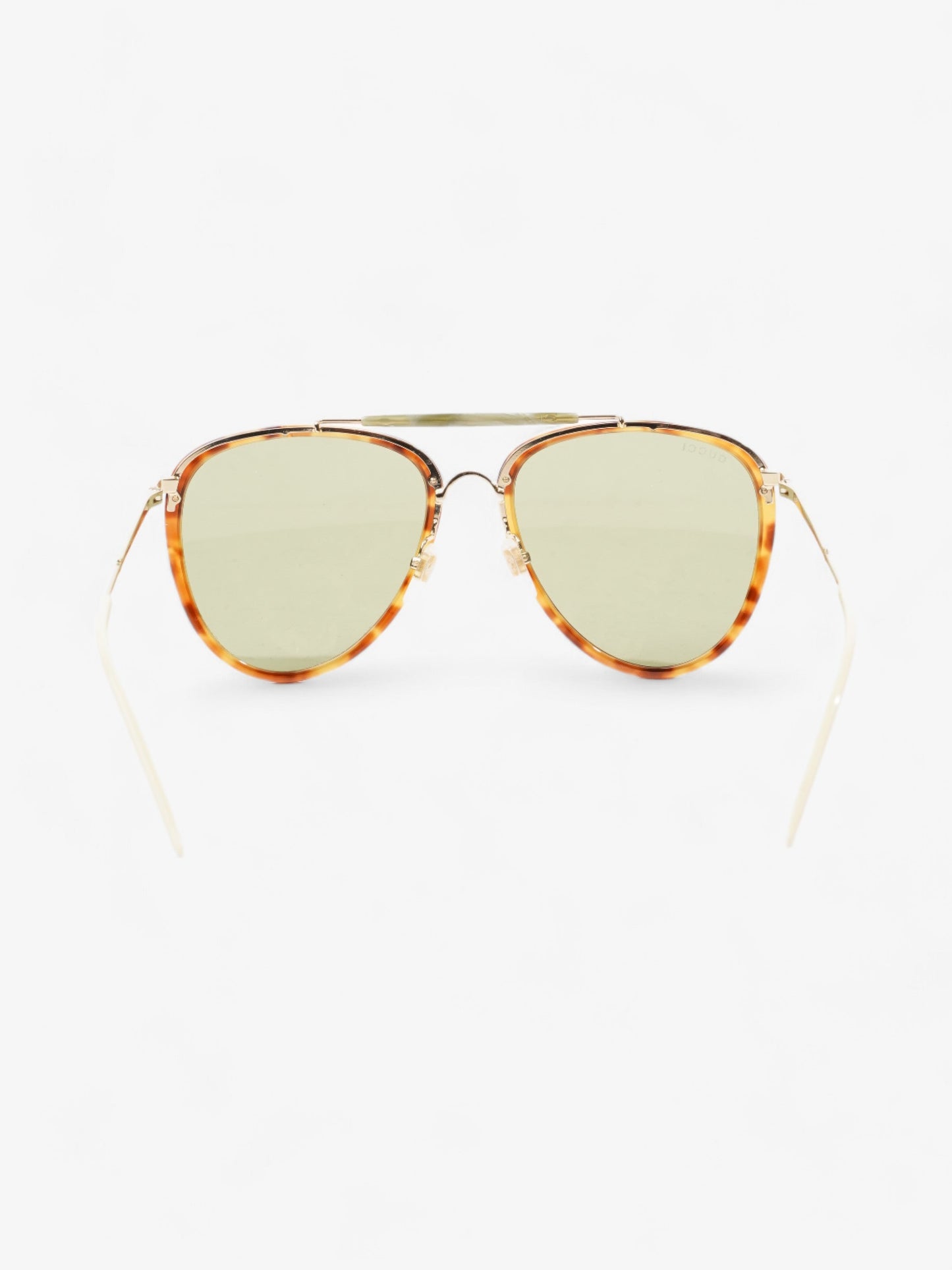 Gucci Aviator Tinted Sunglasses Tortoise / Green Acetate 145mm