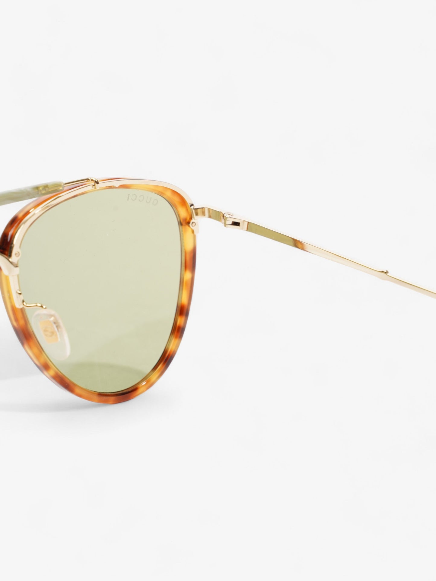 Gucci Aviator Tinted Sunglasses Tortoise / Green Acetate 145mm