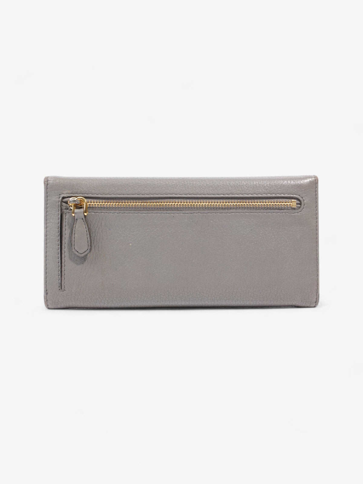 Prada Continental Wallet Grey / Gold Saffiano Leather