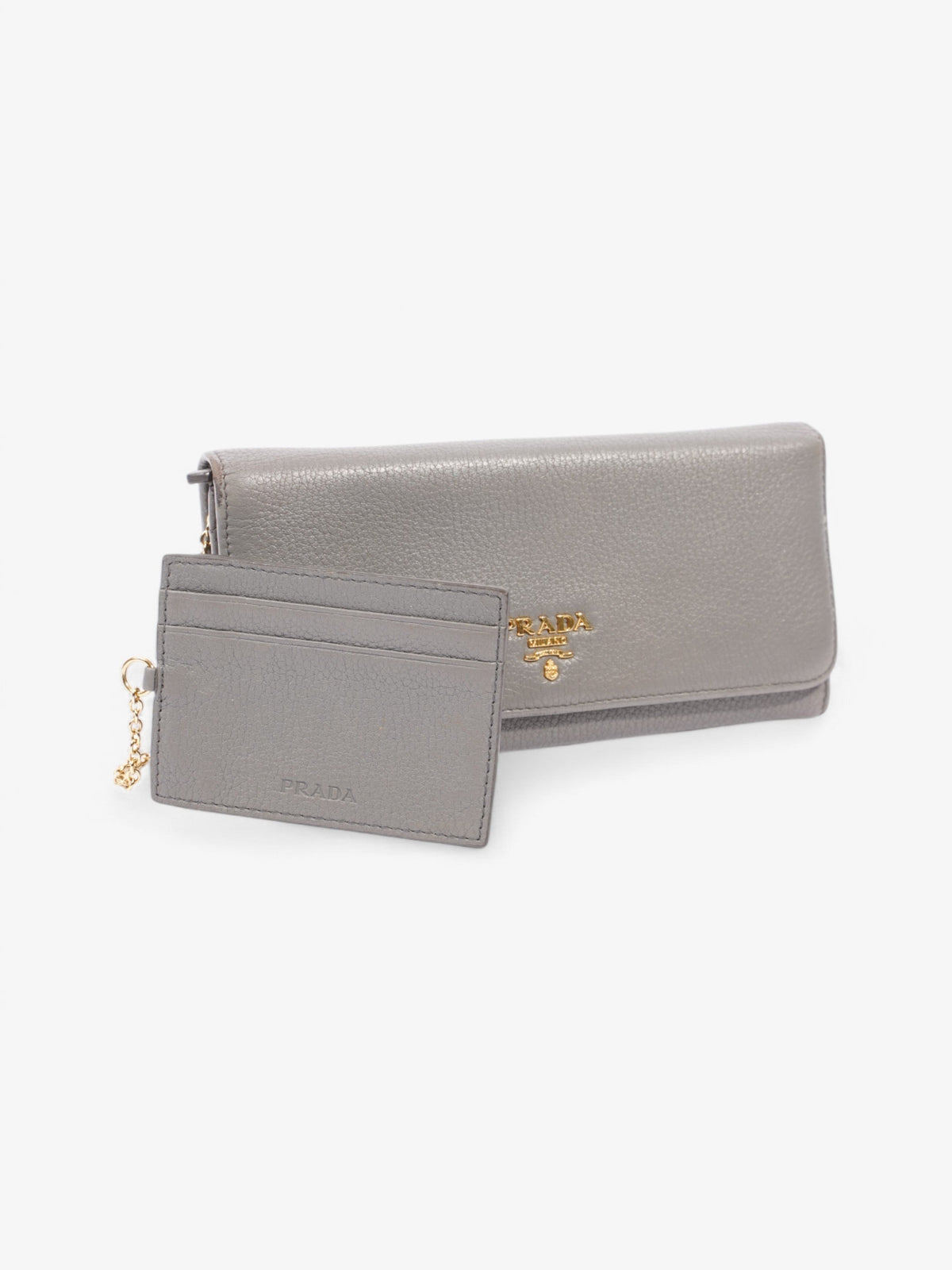 Prada Continental Wallet Grey / Gold Saffiano Leather