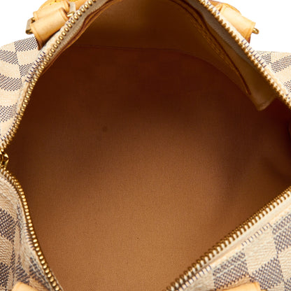LOUIS VUITTON Damier Azur Speedy 25 White