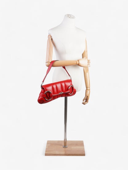 Gucci Maxi Horsebit Chain Shoulder Bag Red Nappa Leather Medium