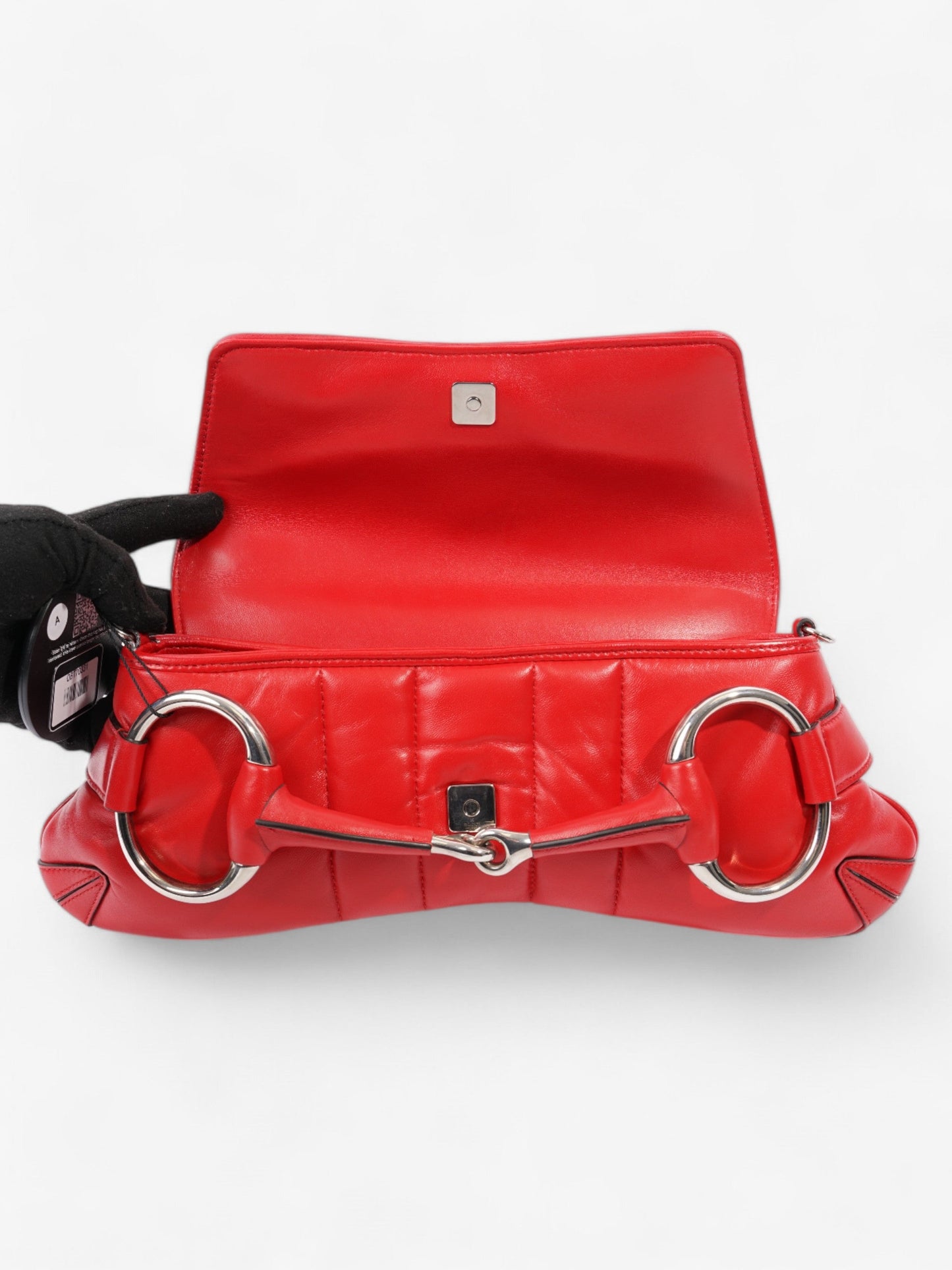Gucci Maxi Horsebit Chain Shoulder Bag Red Nappa Leather Medium