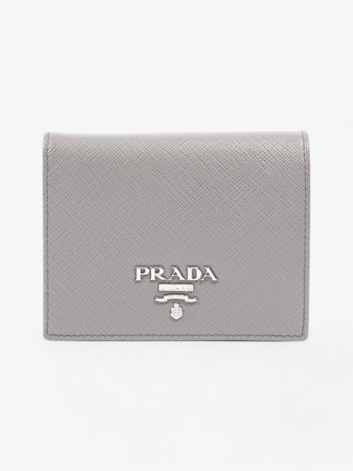 Prada Bifold Card Case Grey Saffiano Leather