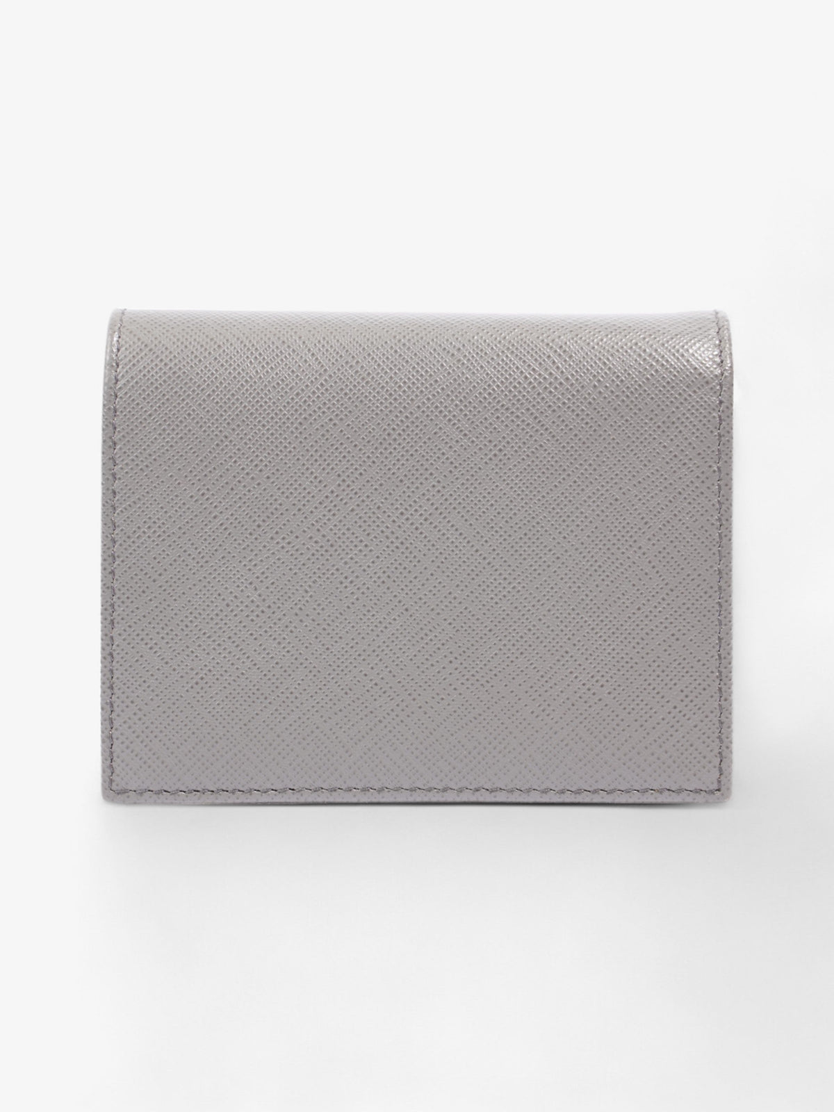 Prada Bifold Card Case Grey Saffiano Leather