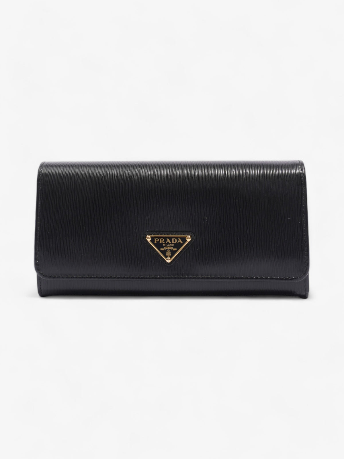 Prada Flap Continental Wallet Black Saffiano Leather