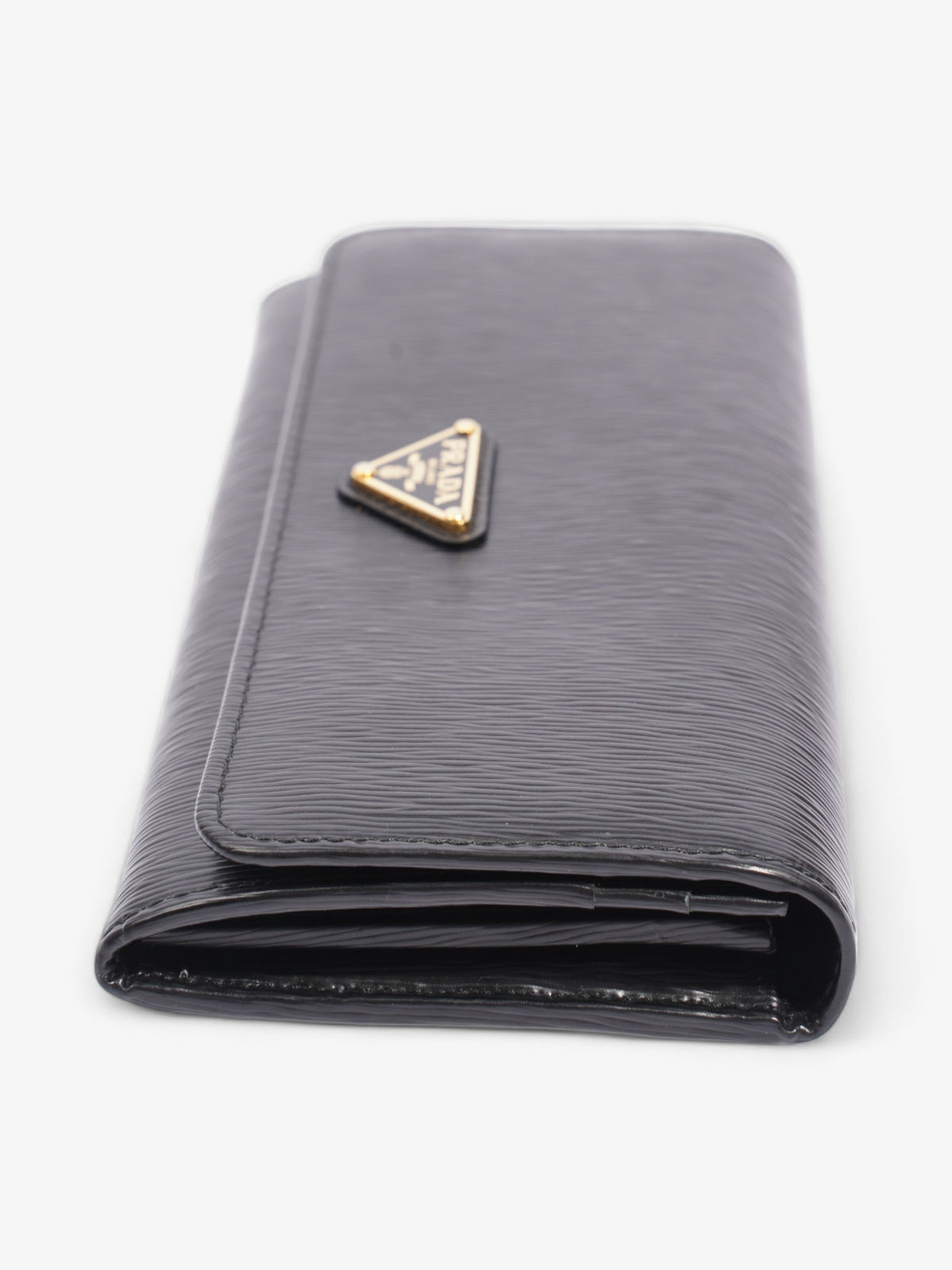 Prada Flap Continental Wallet Black Saffiano Leather