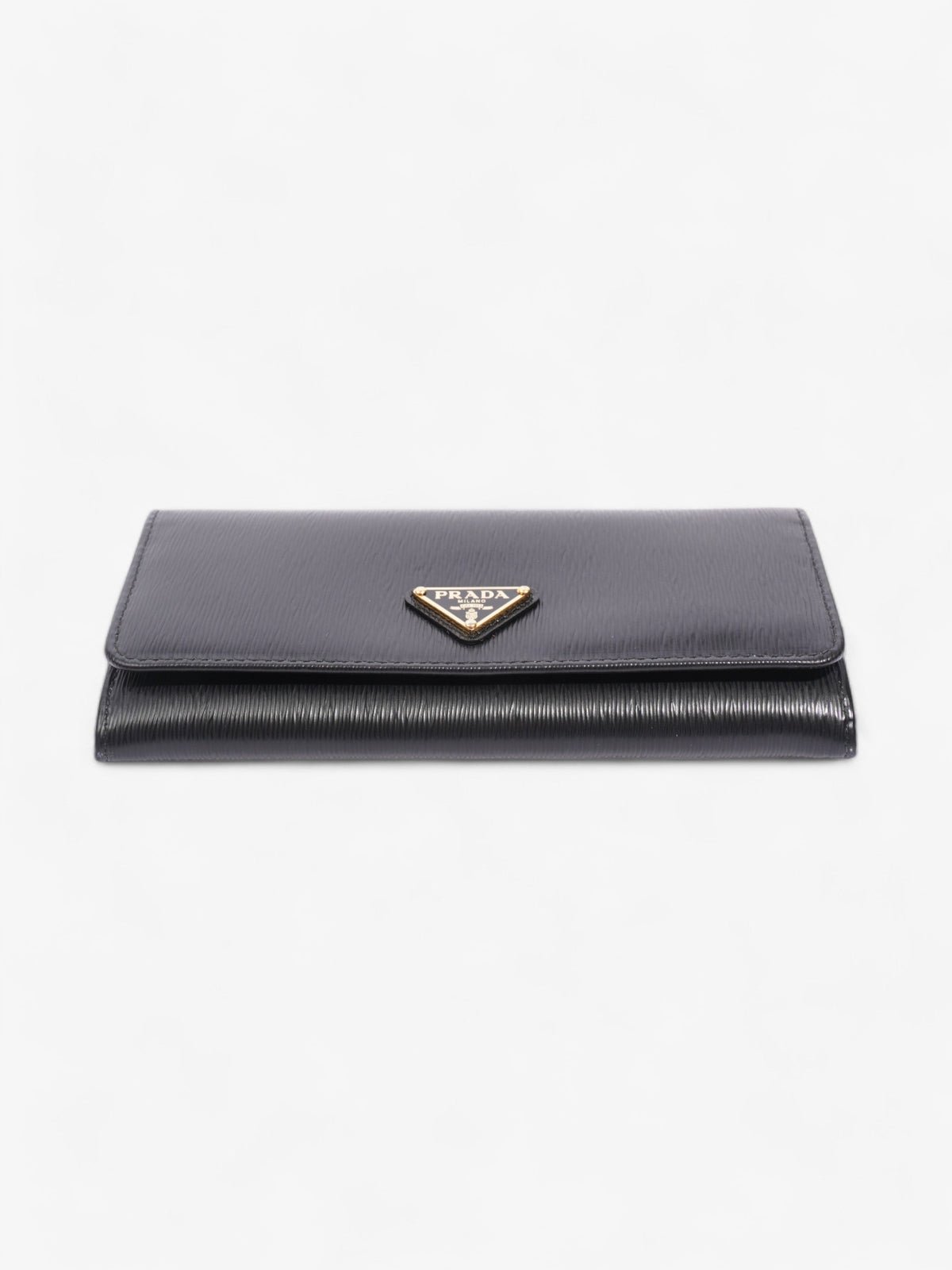 Prada Flap Continental Wallet Black Saffiano Leather