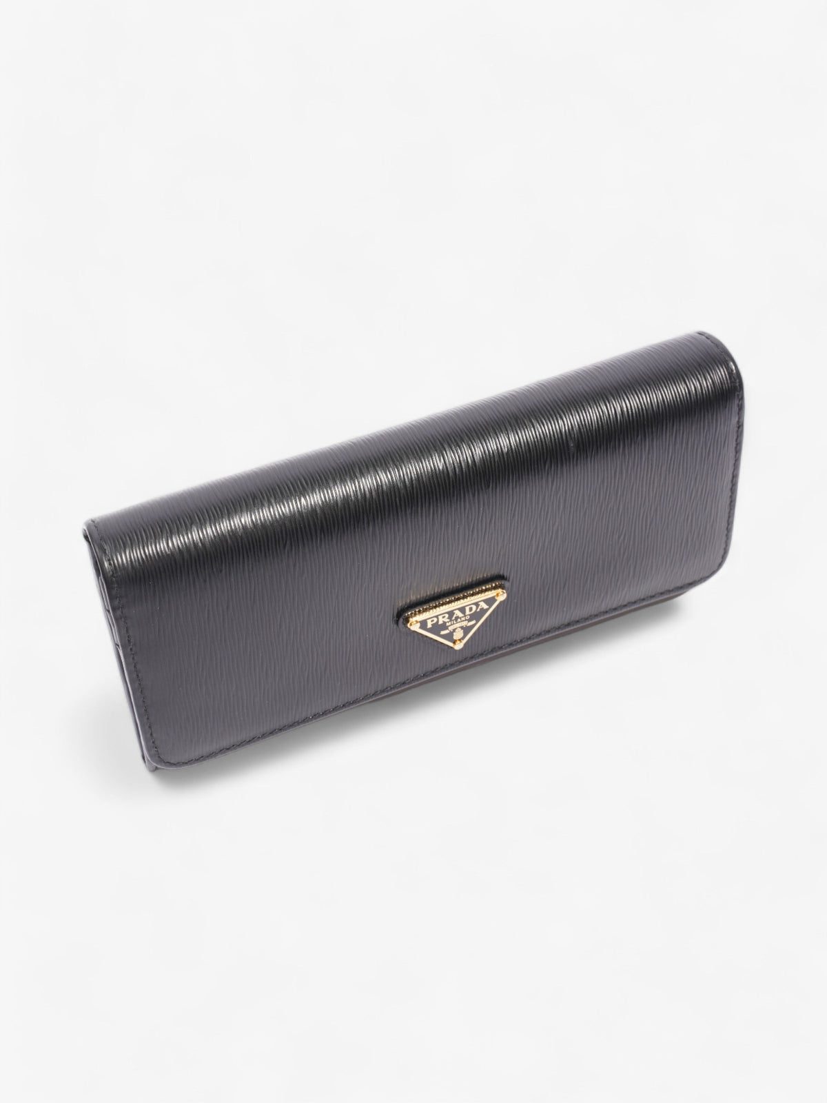 Prada Flap Continental Wallet Black Saffiano Leather