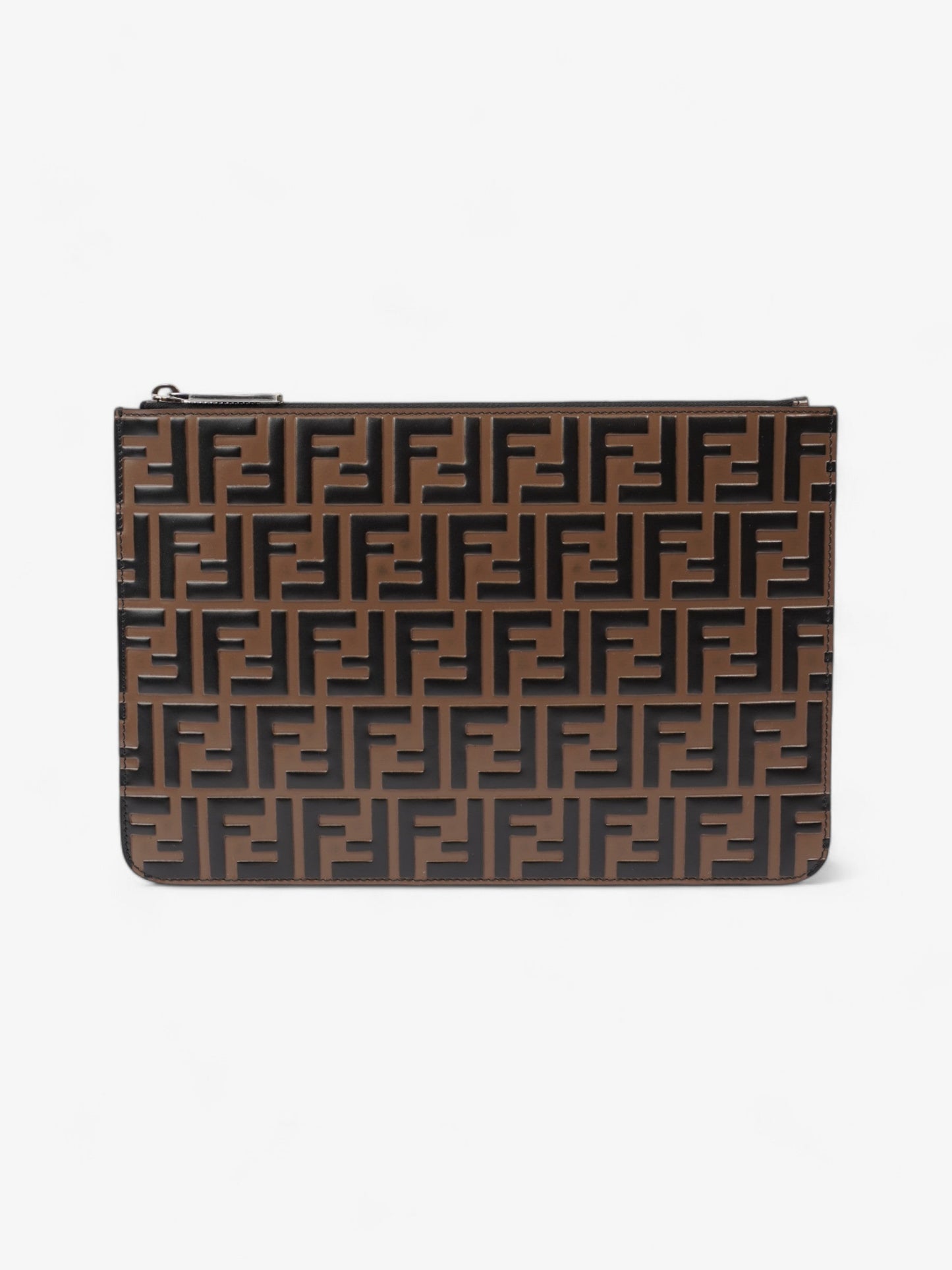 Fendi Monogram Clutch Bag BRown Leather