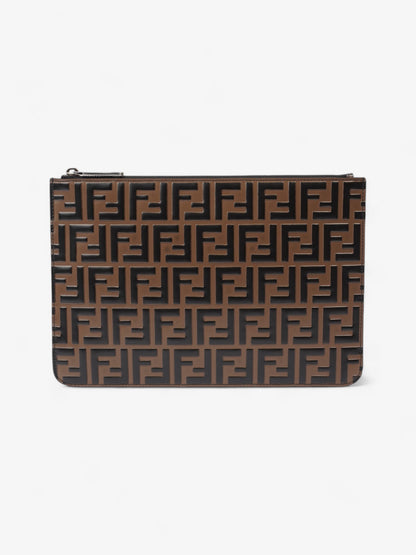 Fendi Monogram Clutch Bag BRown Leather