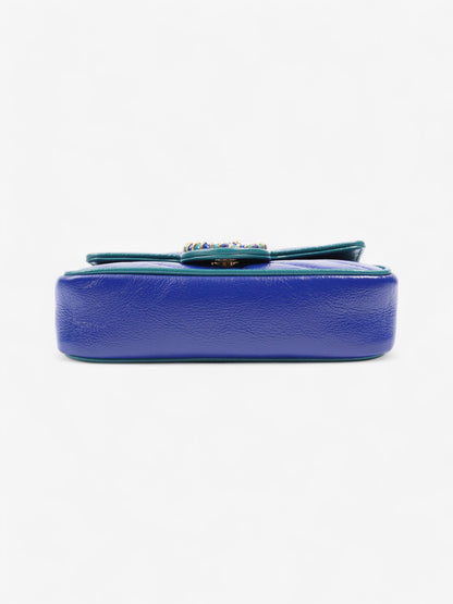 Gucci GG Marmont Blue / Green Matelasse Leather Super Mini