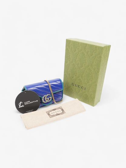 Gucci GG Marmont Blue / Green Matelasse Leather Super Mini