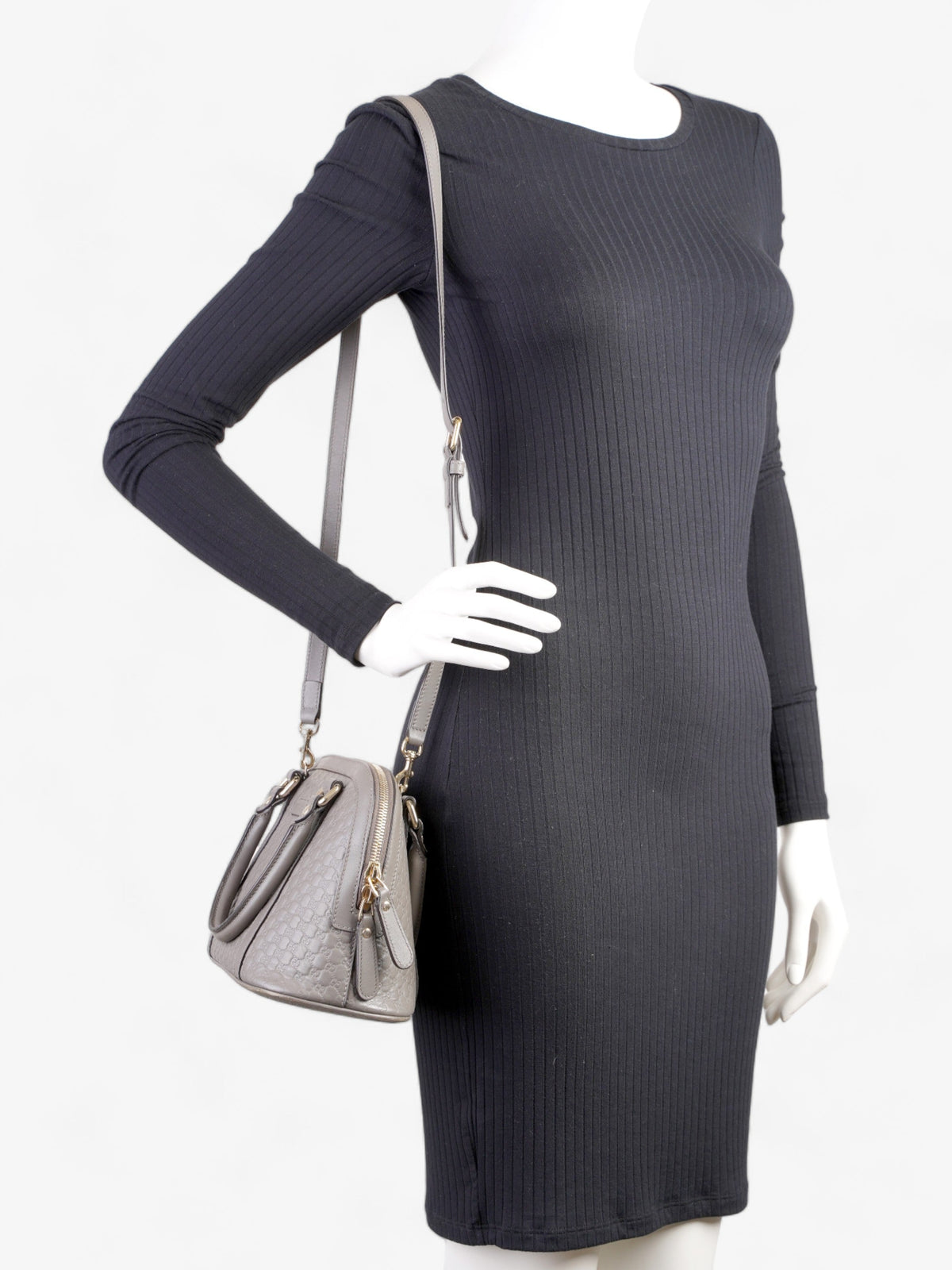 Mini Microguccissima Dome Bag  Grey Leather