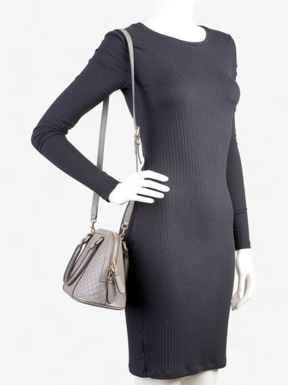 Mini Microguccissima Dome Bag  Grey Leather