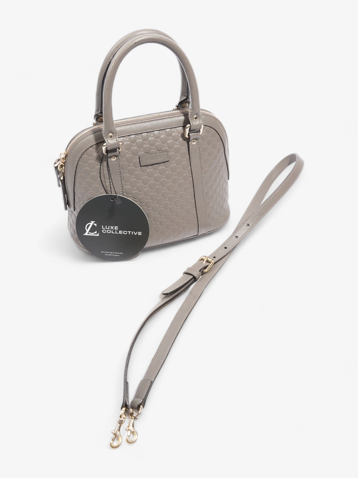 Mini Microguccissima Dome Bag  Grey Leather