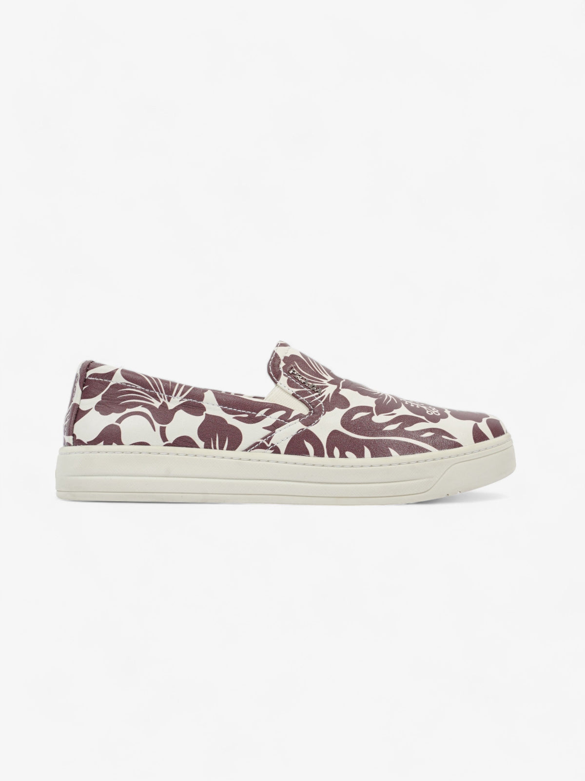 Prada Round Toe Vans Slip On White / Maroon Leather EU 37 UK 4