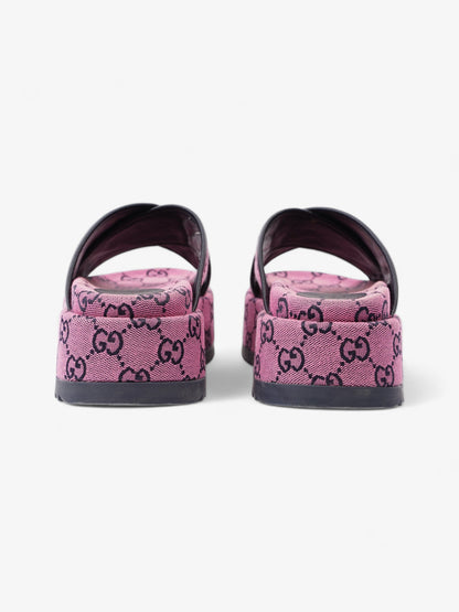 Gucci Crossover Platform Sandal Pink And Navy GG Supreme Canvas EU 36.5 UK 4.5