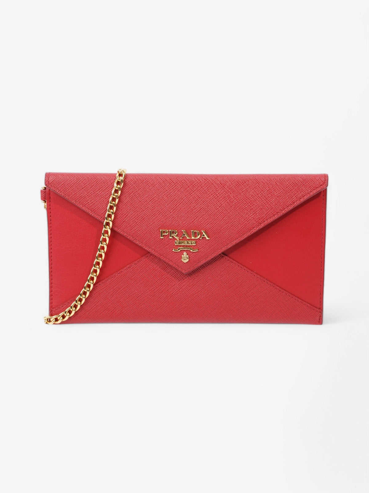Prada Envelope Wristlet Red Saffiano Leather