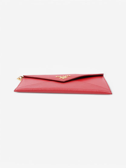 Prada Envelope Wristlet Red Saffiano Leather