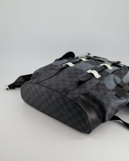 *Limited Edition* Louis Vuitton Christopher Backpack Bag in Black and White Damier Canvas with Silver Hardware