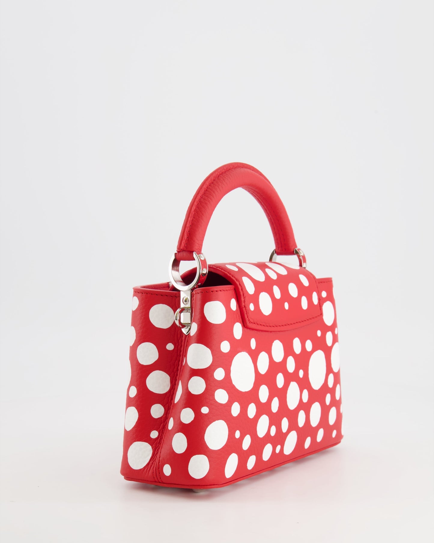 Louis Vuitton X Yayoi Kusama Red and White Mini Capucines Bag with Silver Hardware