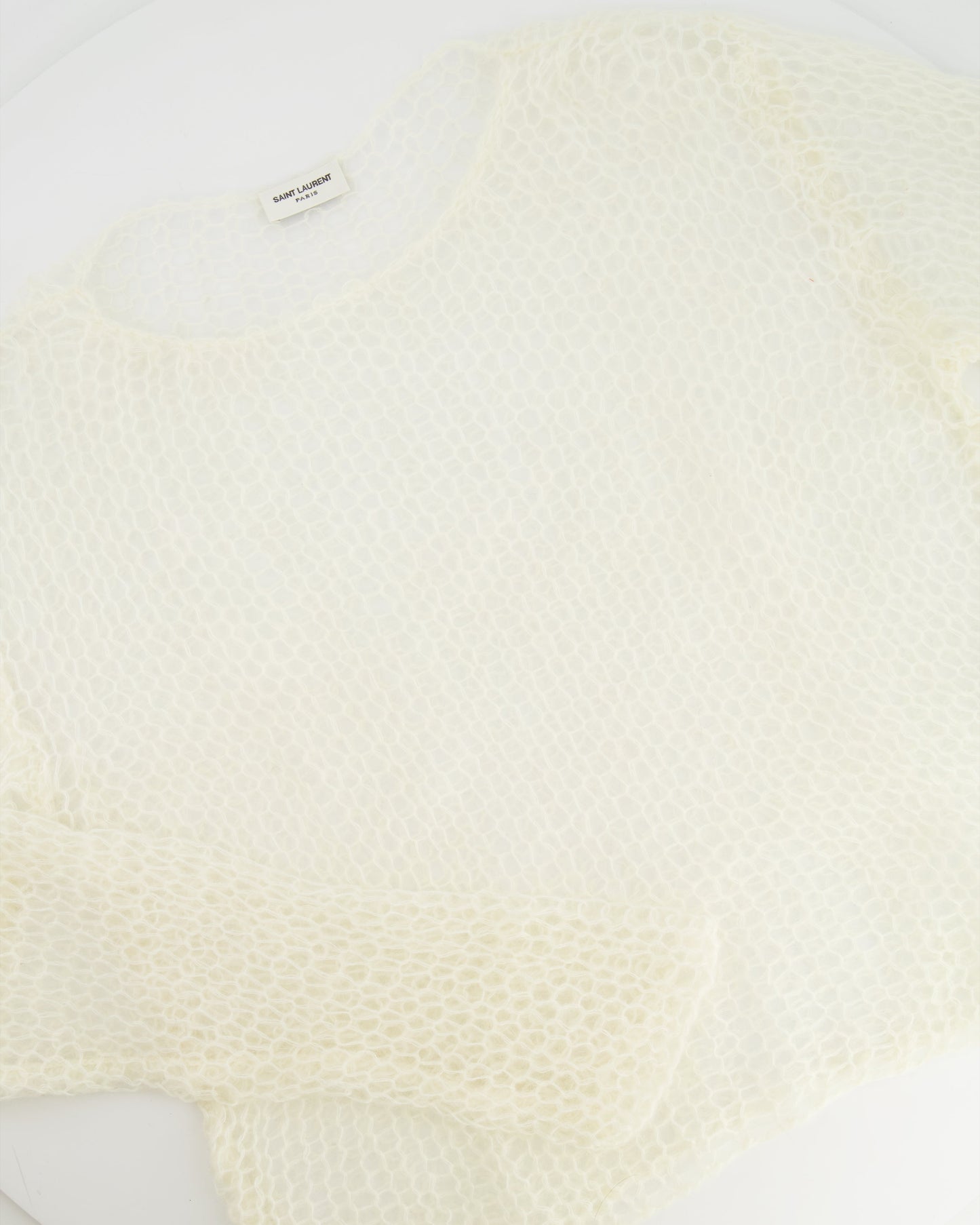 Saint Laurent Cream Mohair Perforated Knit Jumper Size S (UK 8)