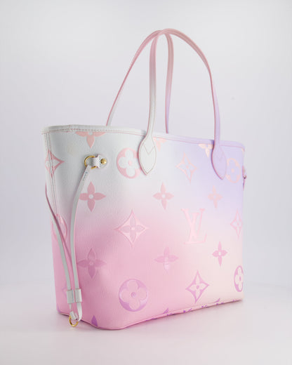 Louis Vuitton Spring In The City Neverfull MM Bag in Blue and Pink Ombre Monogram Canvas with Gold Hardware