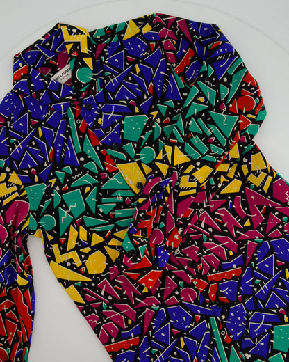Saint Laurent Multicolour 80's Abstract Printed Long-sleeve Silk Shirt Size FR 34 (UK 6)