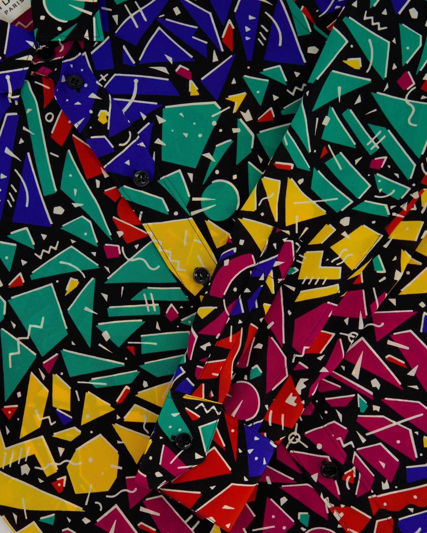 Saint Laurent Multicolour 80's Abstract Printed Long-sleeve Silk Shirt Size FR 34 (UK 6)