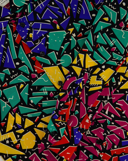 Saint Laurent Multicolour 80's Abstract Printed Long-sleeve Silk Shirt Size FR 34 (UK 6)