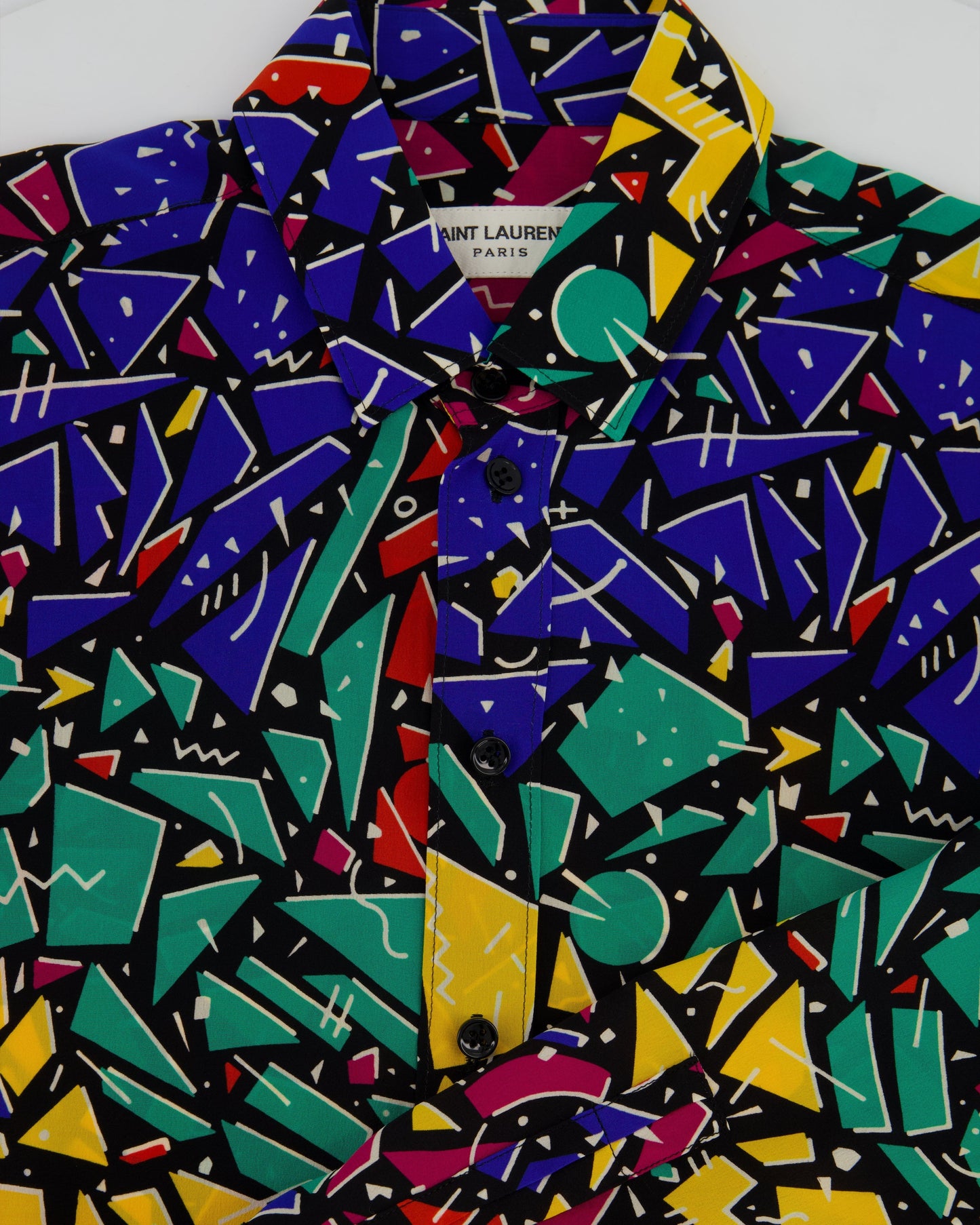 Saint Laurent Multicolour 80's Abstract Printed Long-sleeve Silk Shirt Size FR 34 (UK 6)