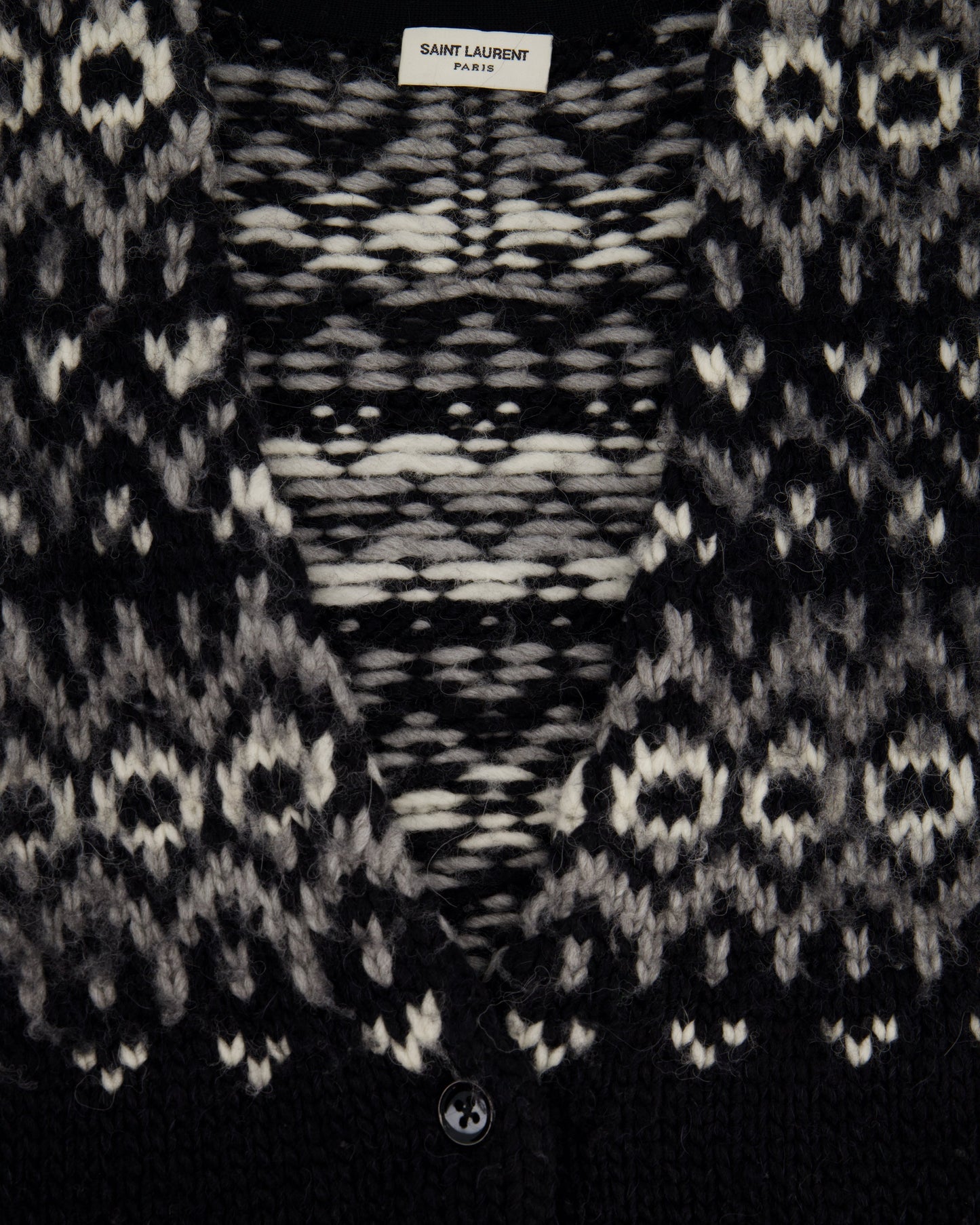 Saint Laurent Black & Grey Knit V-Neck igan Size S (UK 8)